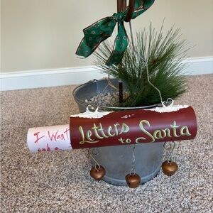 Festive 'Letters to Santa' Red Ornament with Bells